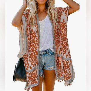 DOKOTOO | Summer beach long kimono cardigan swimsuit coverup